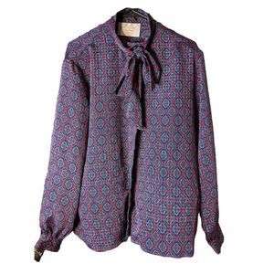 EUC Vintage Pendleton County Sophisticates Womens LS Blouse w/Scarf Sz18 T2